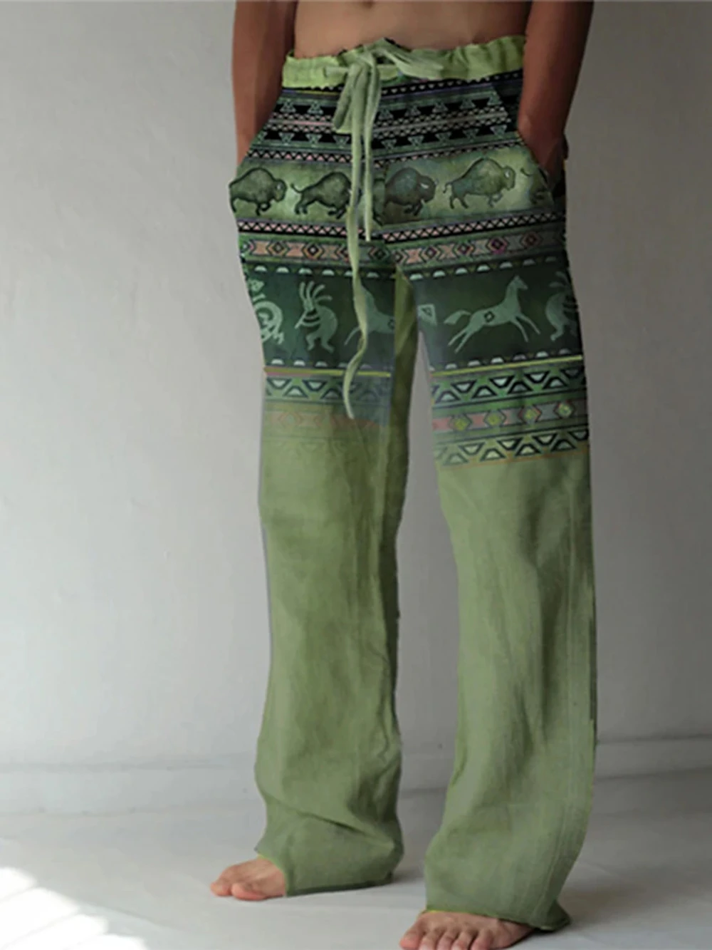 Vintage Ethnic Style Men's Trousers Summer Pants Beach Pant Drawstring Elastic Waist 3D Geometric Prints Graphic Casual Pant 6XL 3