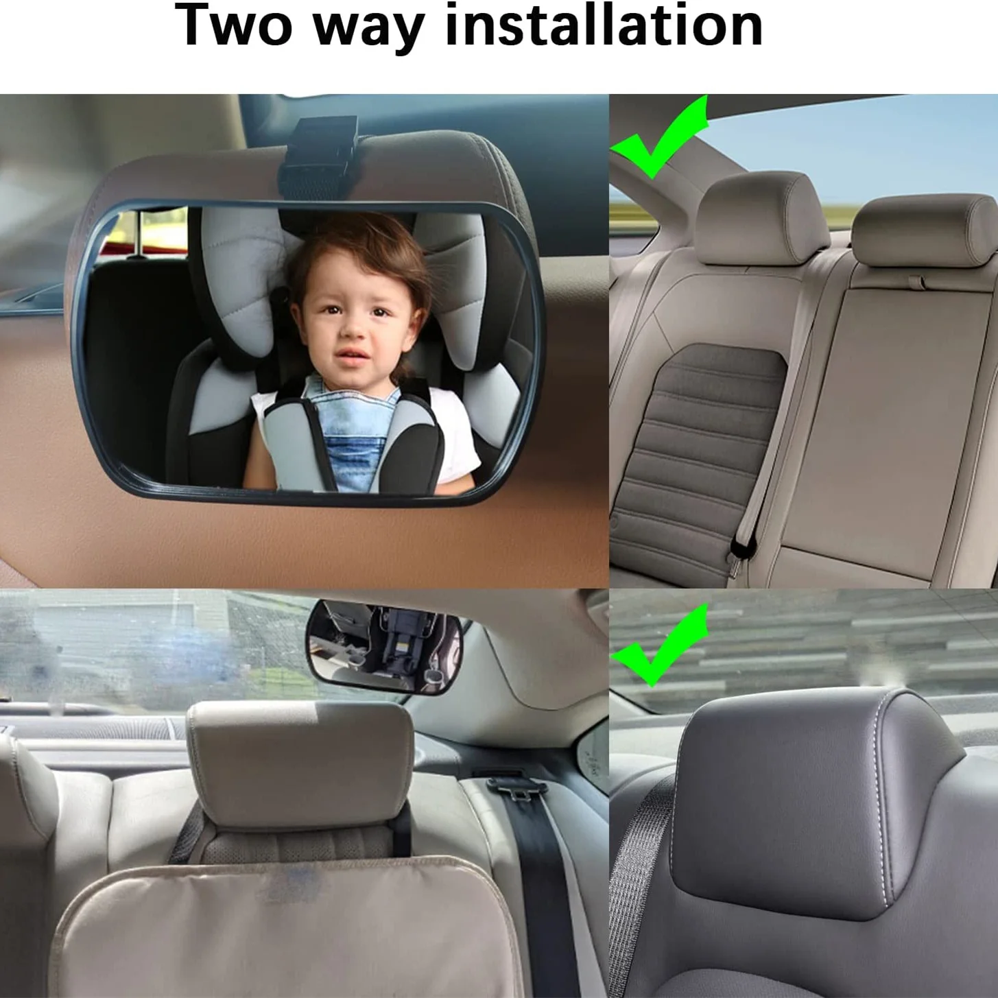 조정 가능한 넓은 자동차 뒷좌석 거울,  어린이 좌석, 자동차 안전 거울 모니터, 사각형 안전 자동차  거울, 자동차 인테리어