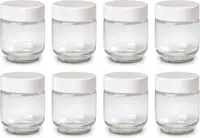 Set of 8 Glass Yogurt Jars, 6 oz Capacity, Includes Lids, Ideal for Yogurt, Parfaits, or Storage. 1
