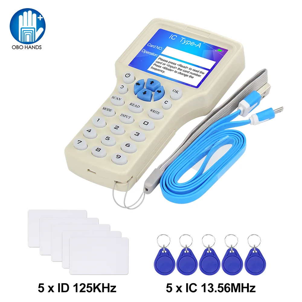 English10FrequencyRFIDCopierDuplicator125KHzKeyfobSmartCard