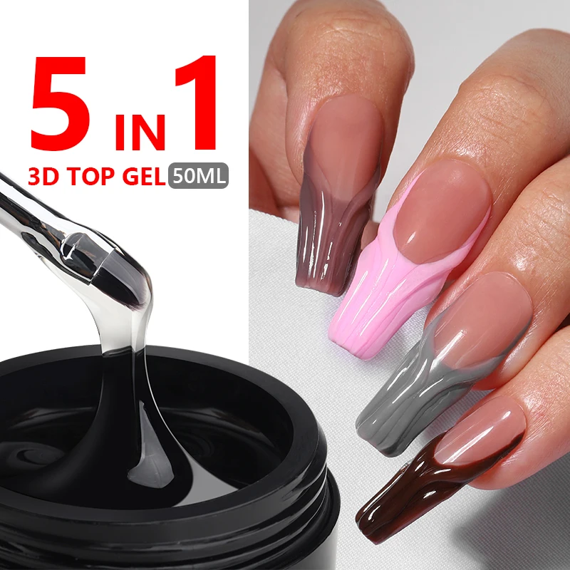 MSHARE 3D Top Coat Gel 50ml 5 IN 1 Rhinestones No Wipe Water Drop UV/LED Soak Off Gel gel nail art set gel nail polish gel nail varnish nail polish finish For Nail Art & Extensions
