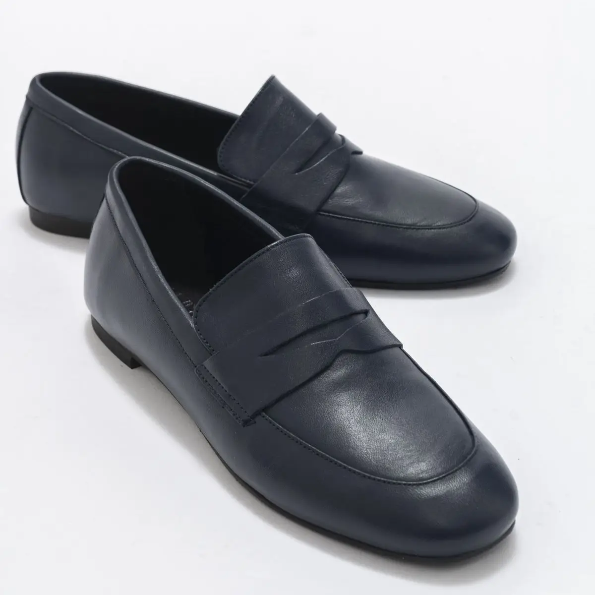 

Peak Genuine Leather Flat Sole Women's Flats Poshnmore Taba Navy Blue Black Coffee Cream Casual Shoes Quality Loafer