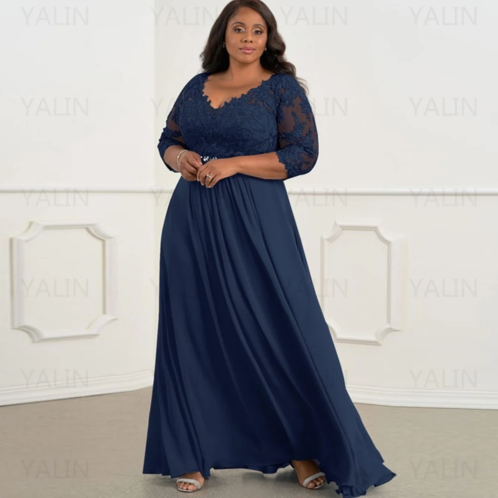 Personalizado oversize vestido de baile azul marinho a linha renda