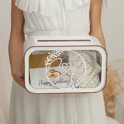 Personalized Wedding Card Box Custom Engraved Name Wooden Clear Bank For Home Money Box for Wedding Gifts Rustic Wedding Decor