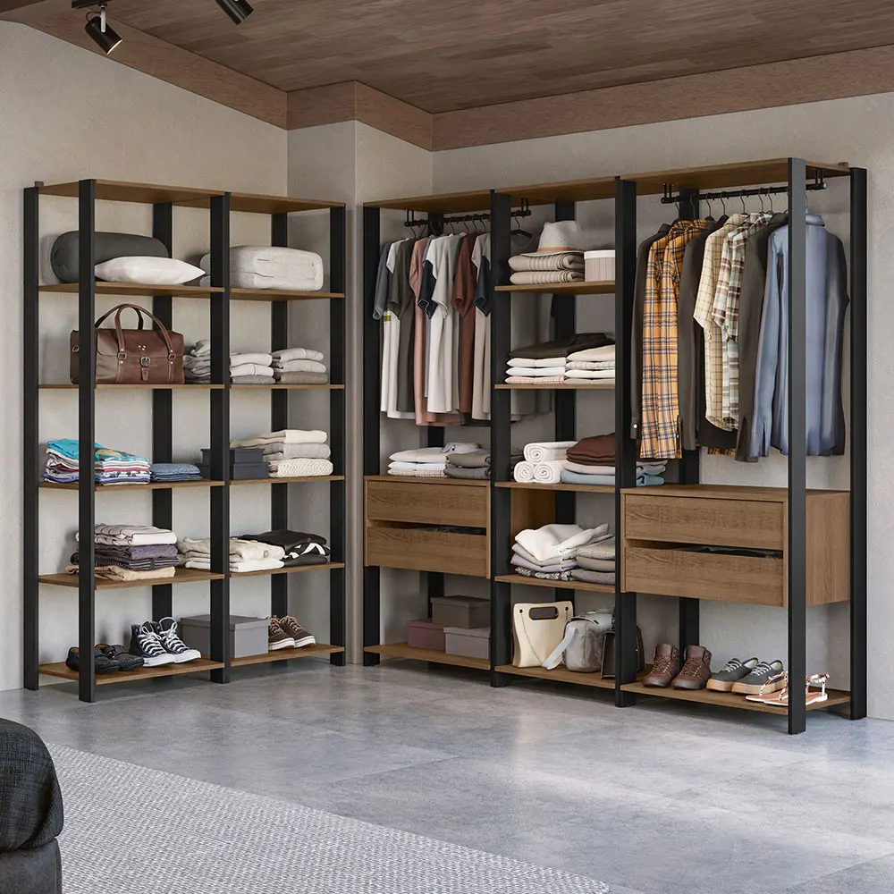 Ropero Closet Organizador Abierto Modular Madesa Valencia Color Marrón/Negro