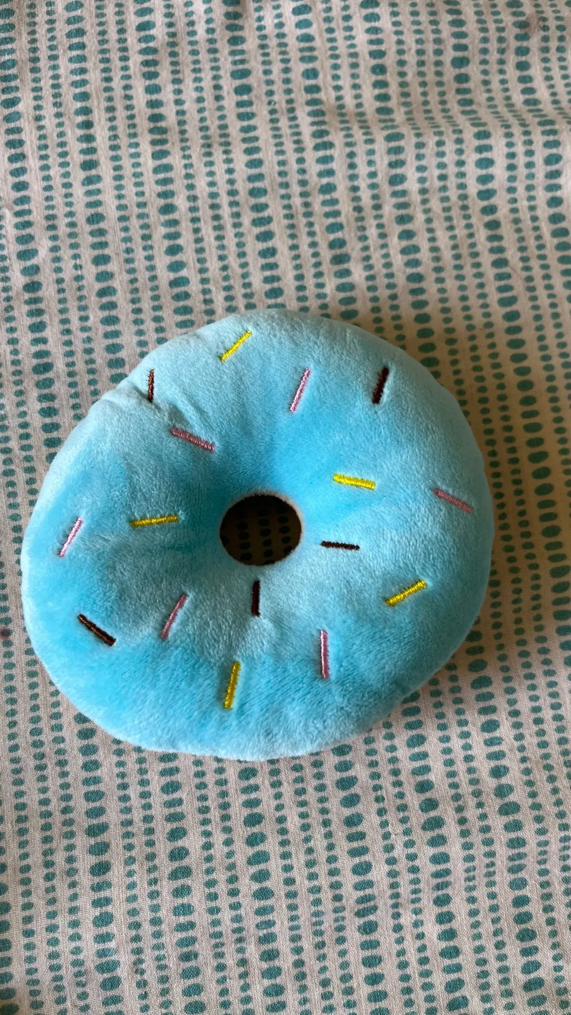 Doggy Delights: Soft Plush Donut Chew Toy with Squeaker for Playful Pups photo review