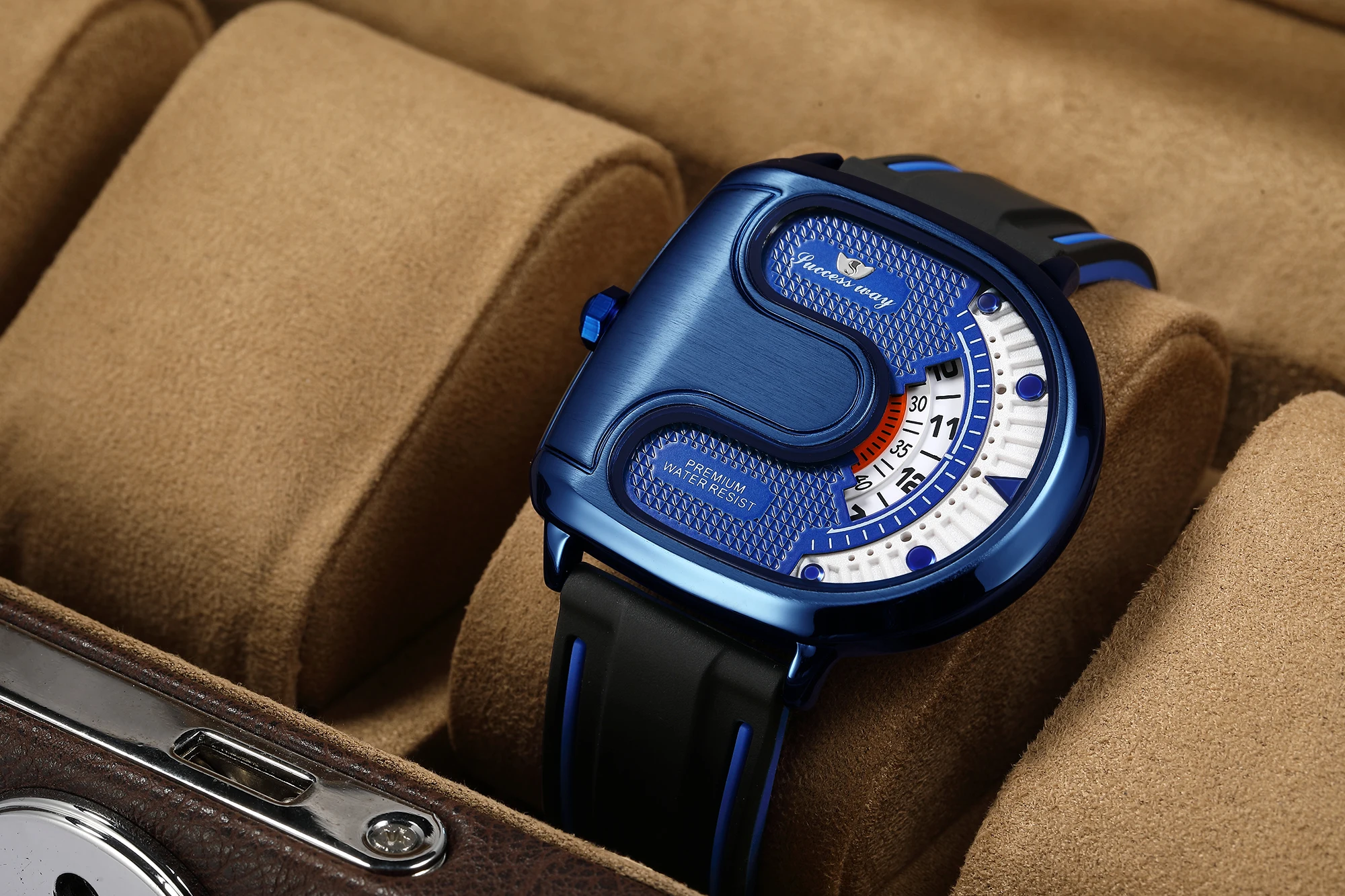2023 Trend Personality Novel U-Shaped Design Men Watch Creative Dial Rotating Pointer Fashion Watch Waterproof Gift