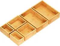 **6-Piece Bamboo Drawer Organizer Set** 1