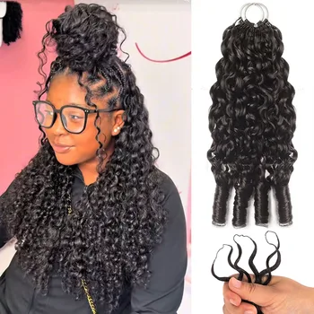 Burmese Curly Feathered Human Crochet Hair For Braiding Boho Braids 100% Human Hair Extensions Miracle Knots Crochet Human Hair 1