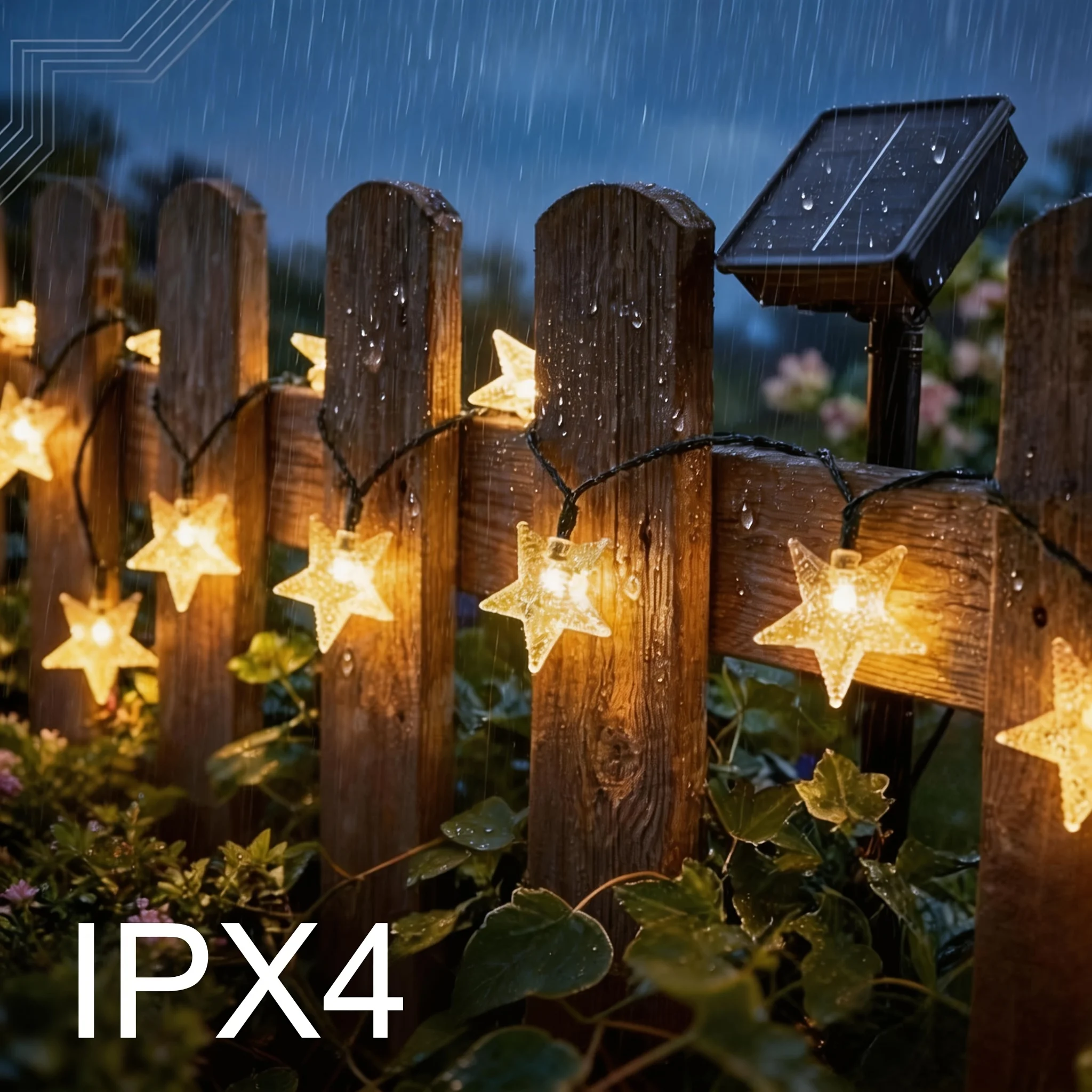 솔라 스타 스트링 라이트, 8가지 모드 IPX4 방수 기능 크리스마스 트리 장 요정 조명, 실내외 파티 웨딩 장식