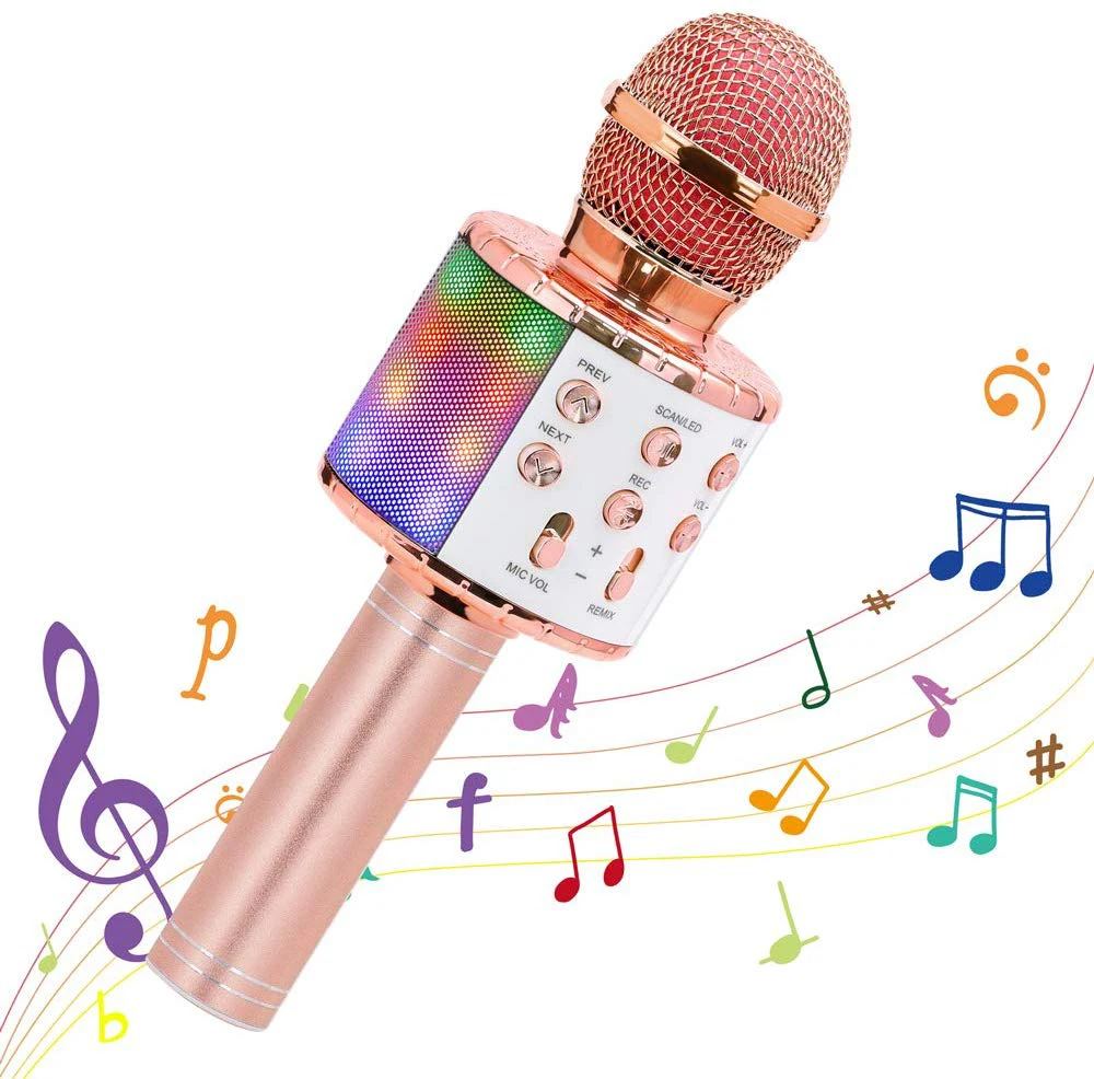 Haut parleur microphone karaoke Bluetooth - Or