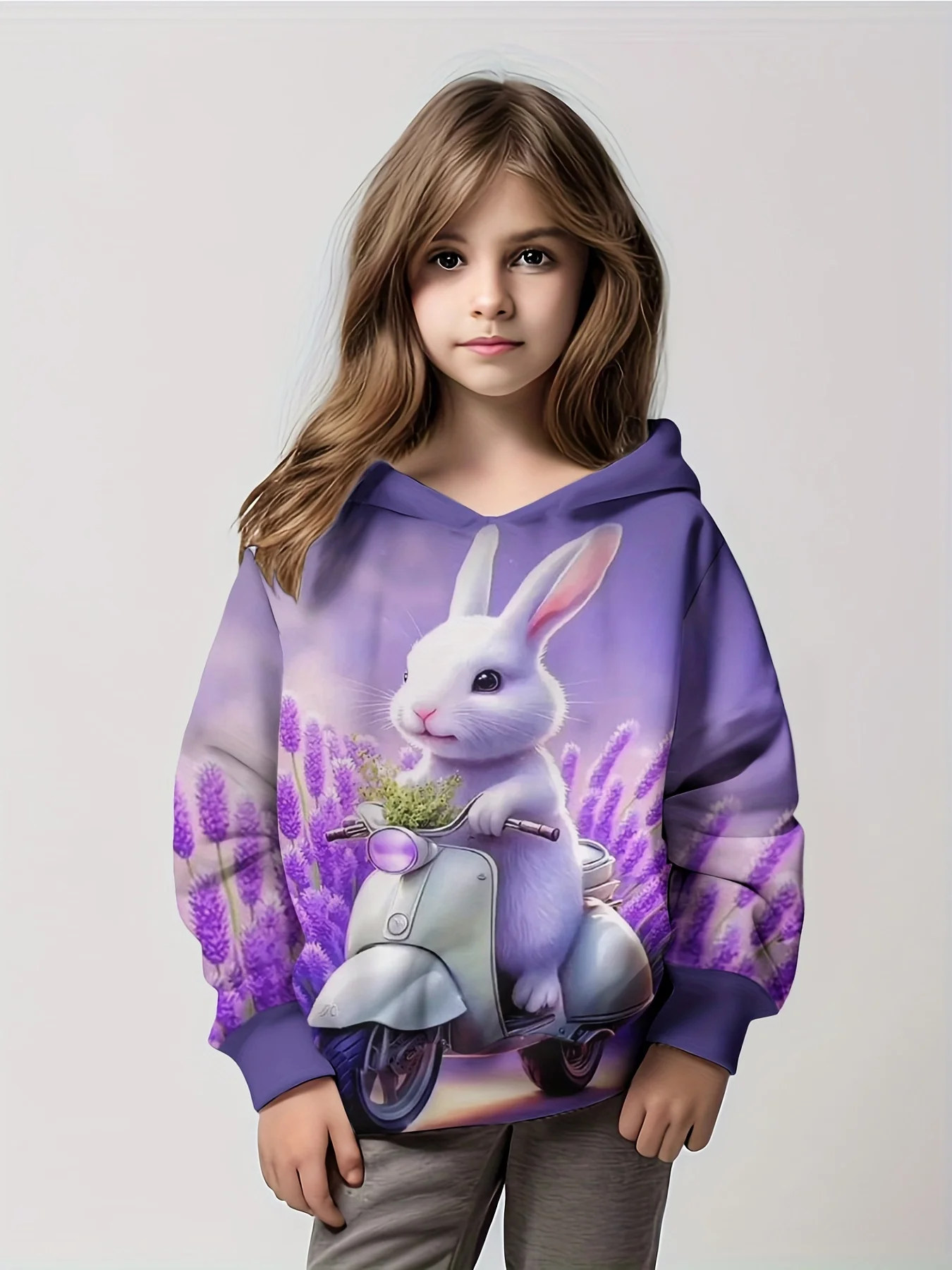 Children-s-Hoodie-Tops-Cute-Rabbit-3D-Print-Girls-Home-Clothing-Long ...