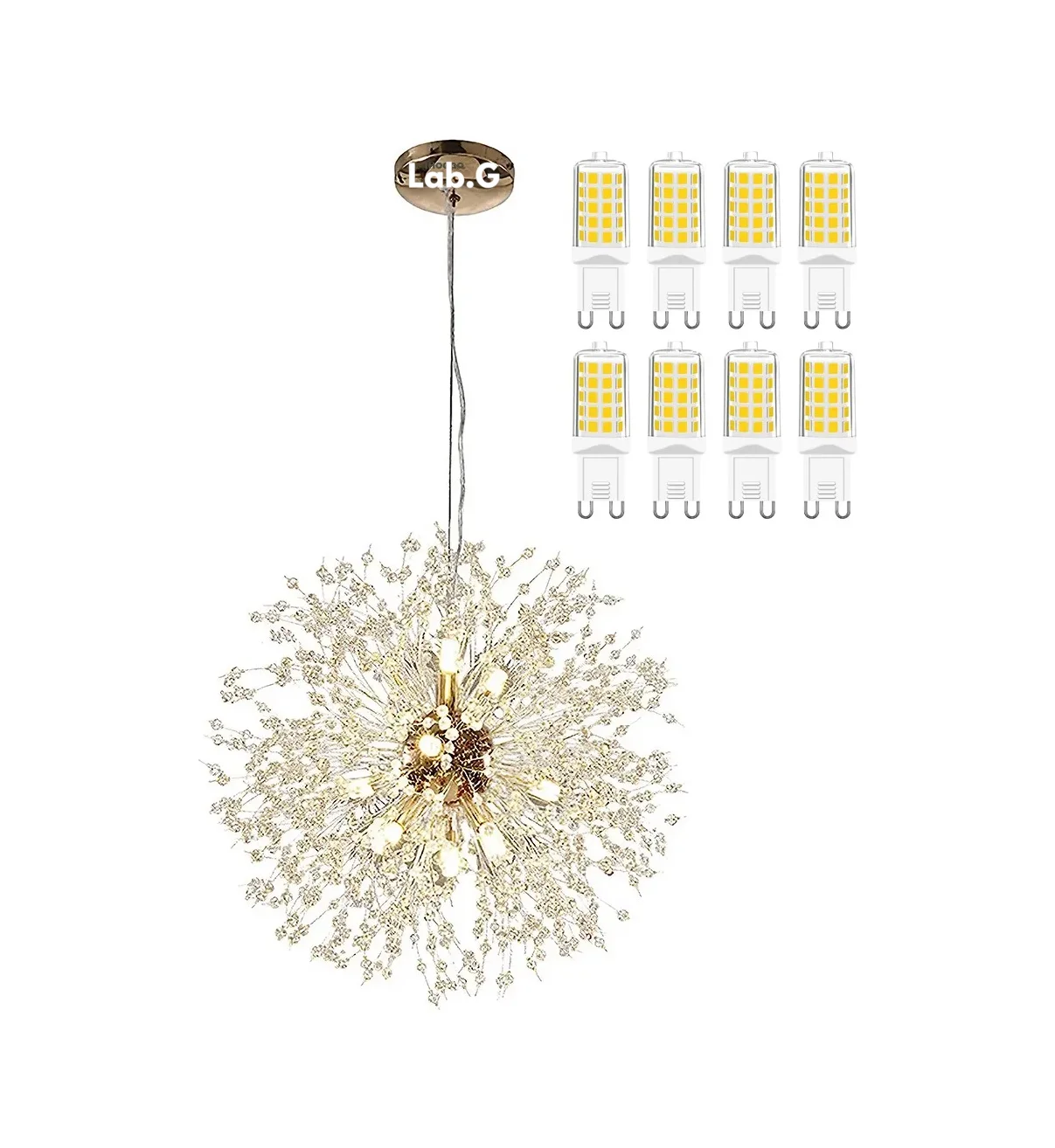 Lámpara Colgante Moderna Decorativa Lab.G Cristal Sala Recamara Dorado