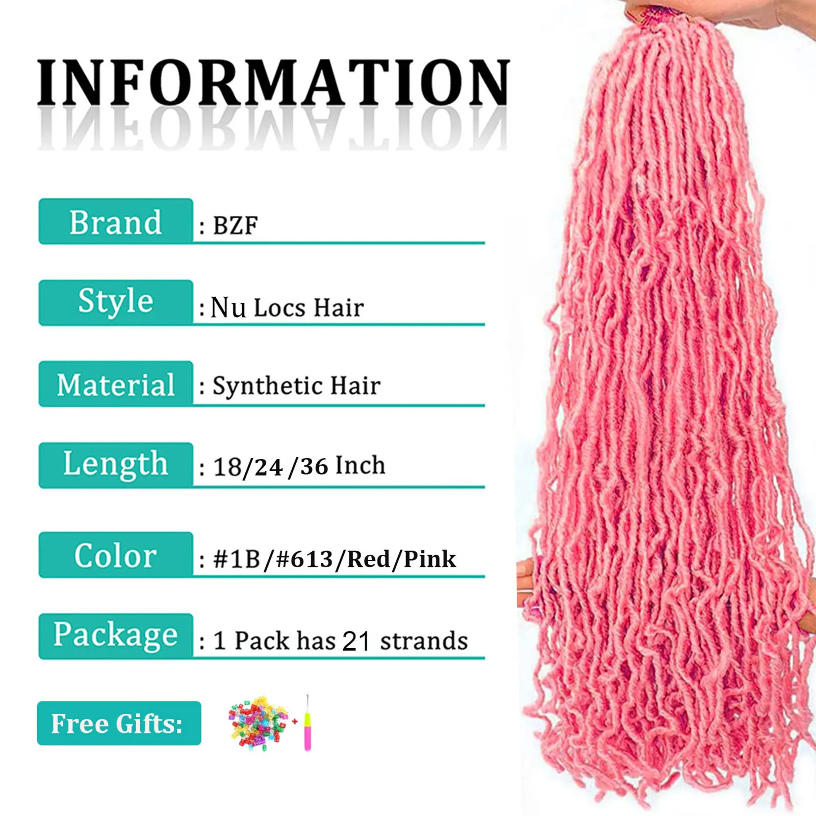36Inch Pink Soft New Faux Locs Crochet Hair Braids For Women Synthetic Blonde Goddess Nu Locs Braiding Hair Extensions PreLooped 3