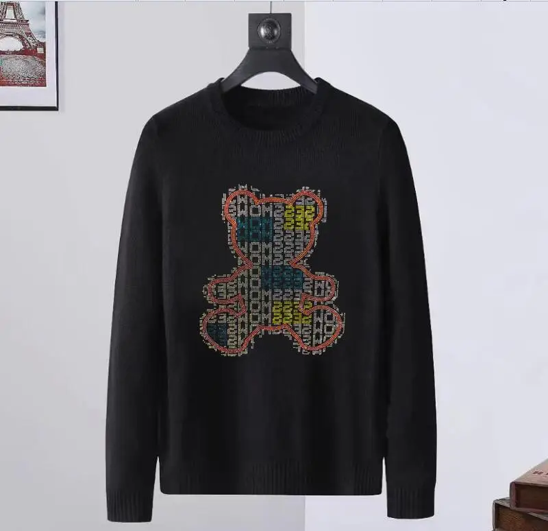

Men Designer Rhinestone sweaters Casual Pullover Hip Hop Long Sleeve Smile Tops