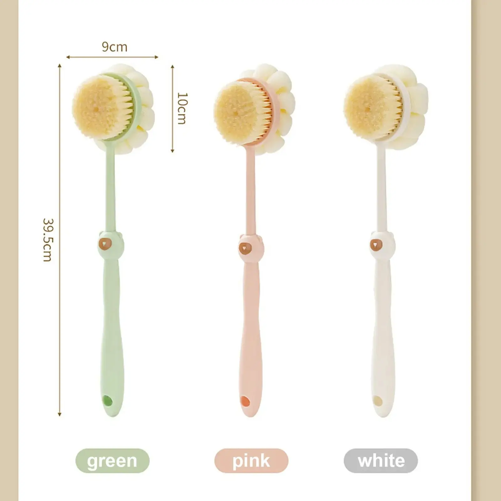 Pink Silicone Double Sided Shower Brush Gentle Exfoliating