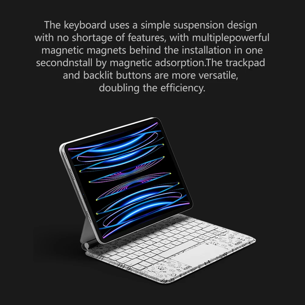 Leather Magic keyboard for iPad AIR PRO M2M4 11 12inch with numeric functional trackpad wireless printed case special design