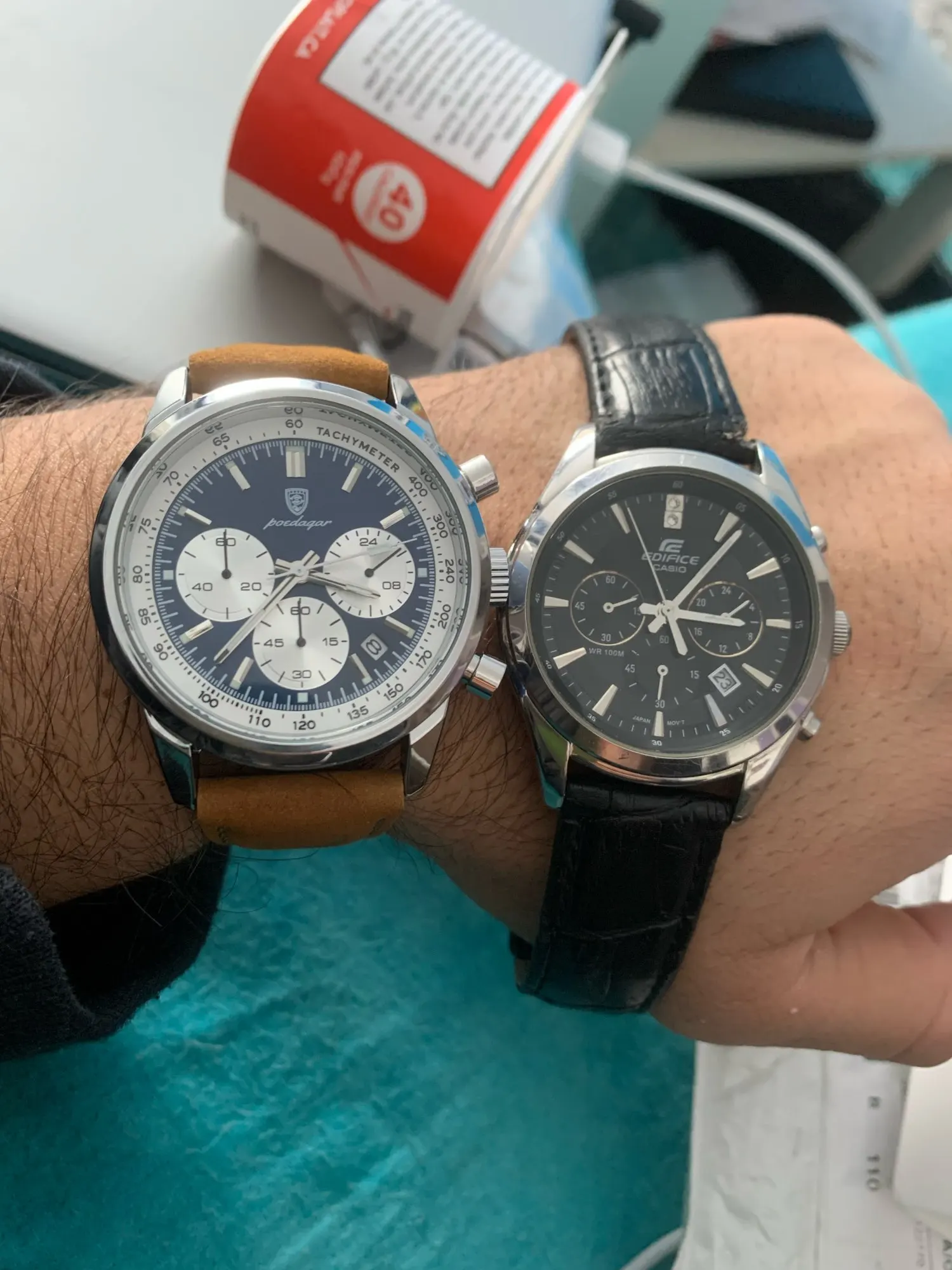 POEDAGAR Luxury Man Watch Waterproof Chronograph Luminous Quartz Leather Sports Watch photo review