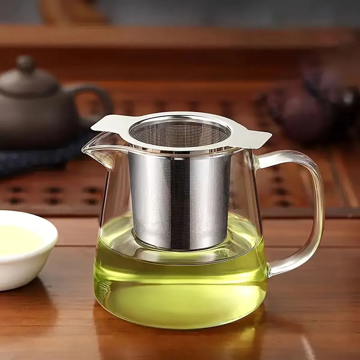 1pc Double Handles Stainless Steel Tea Infuser With Lid Fine Mesh Coffee Filter Teapot Cup Hanging Loose Leaf Tea Strainer Kitch