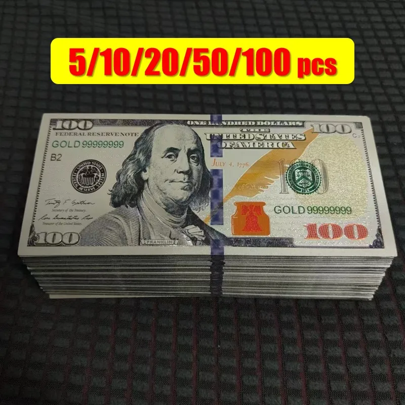 5~100pcs US 100 Dollar Bills 100 Dollars Silver Plated Banknote Fake Money Collectible Currency Souvenir Business Gifts commemorative banknotes,gold plated banknote,fake money prop toy