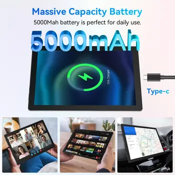 10.1 Inch Android 14 Tablet 12GB RAM 64GB ROM Widevine L1 Compatible IPS HD Screen with Protective Case Stylus Keyboard Mouse 5