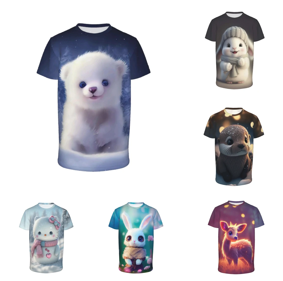 

2023 The latest cute animals 3d Printing Cute Cartoon animal Pattern Men's Women's Children's T-shirts Breathable elastic shirts