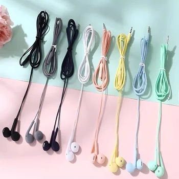 Fone De Ouvido Macaron com fio e microfone C/Botão de chamada Cores Sortidas