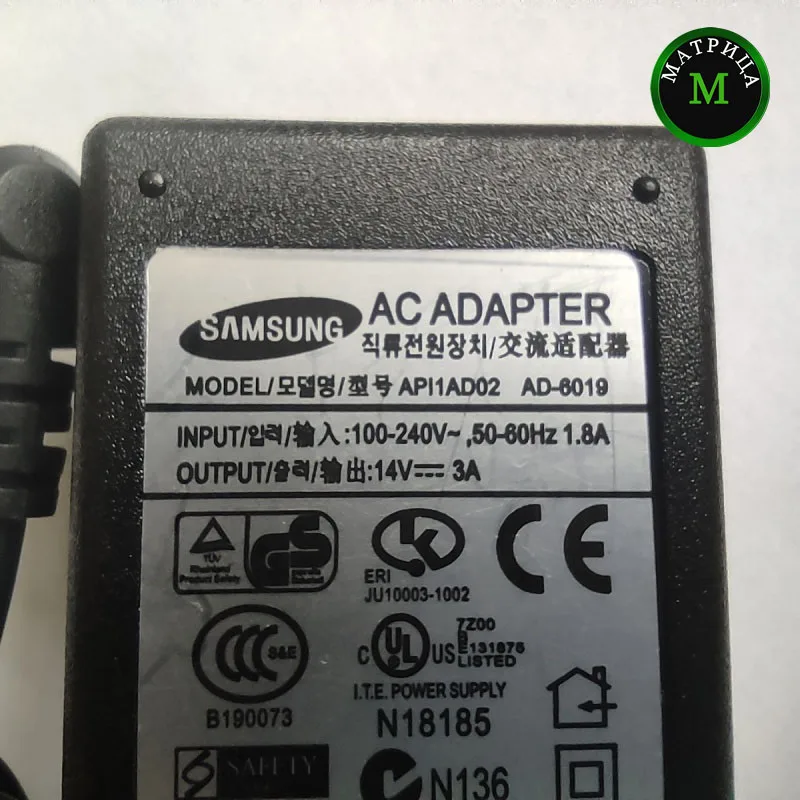 Зарядка для монитора Samsung  Dell 6.5x4.4мм 14V 3A 42W с иглой без кабеля питания 1700FP 1701FP LTM1555 LTN1565 S24C350HL (art.: 3920bfb18fd2b) - 3920bfb18fd2b