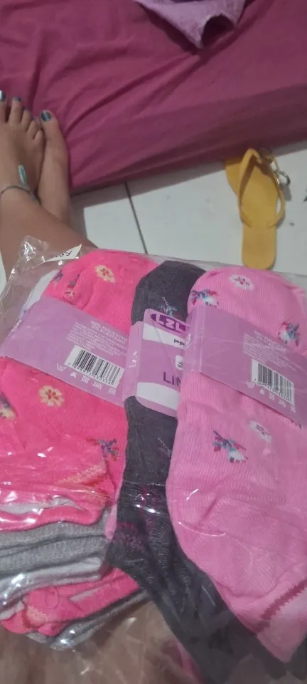 Kit 12 Pares Meias Feminina Multicolor Casual Cano Curto Cor Variados photo review