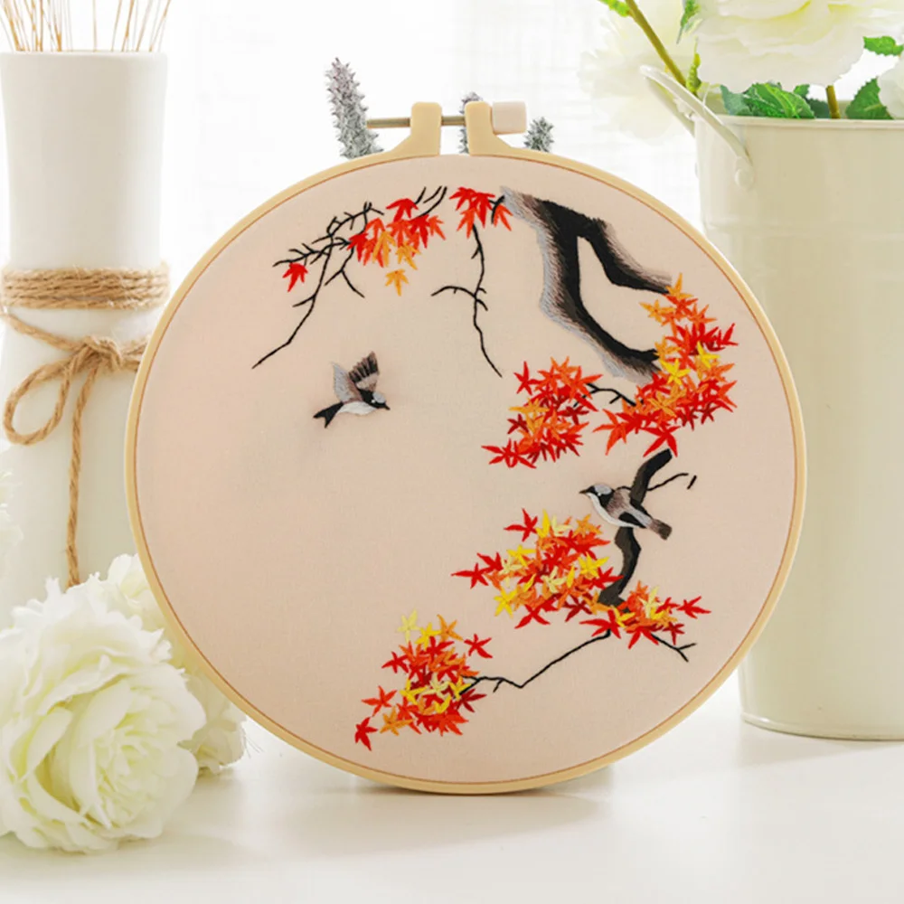 Chinese Style Birds Pattern Embroidery Kit for Beginner Diy Handmade Embroideri Fancywork Sewing Cross Stitch Set Embroidery Set Embroidery Kits