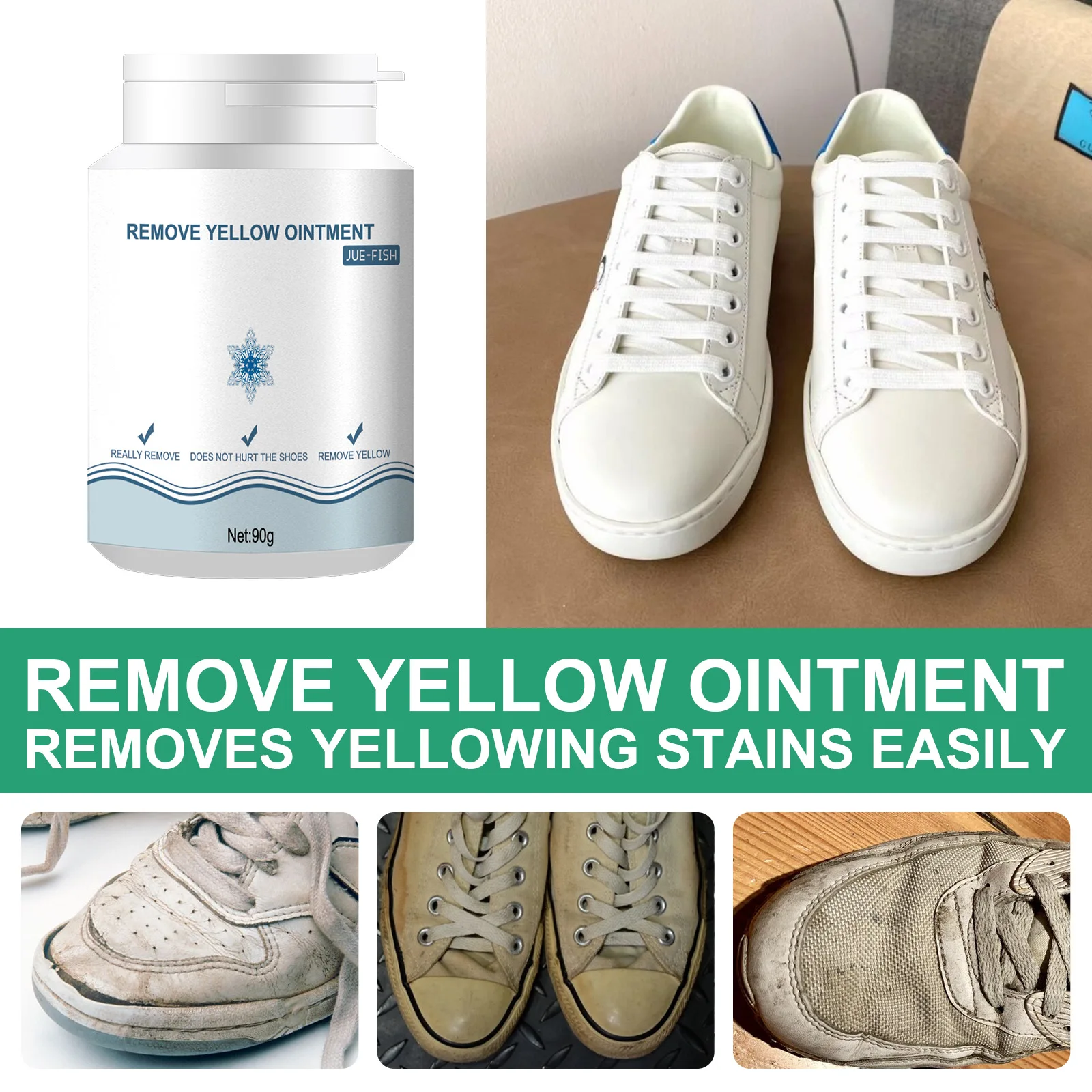 Jue Fish Shoe Cleaner Cleaning Whitening Shoe Sneakers Decontamination Remove Yellow Rubbish Stain Ointment Bright Foam Cleaner