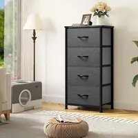 4-Drawer Fabric Storage Tower, Sturdy Steel Frame with Wooden Top, Perfect for Bedroom, Living Room, or Closet Organization 1