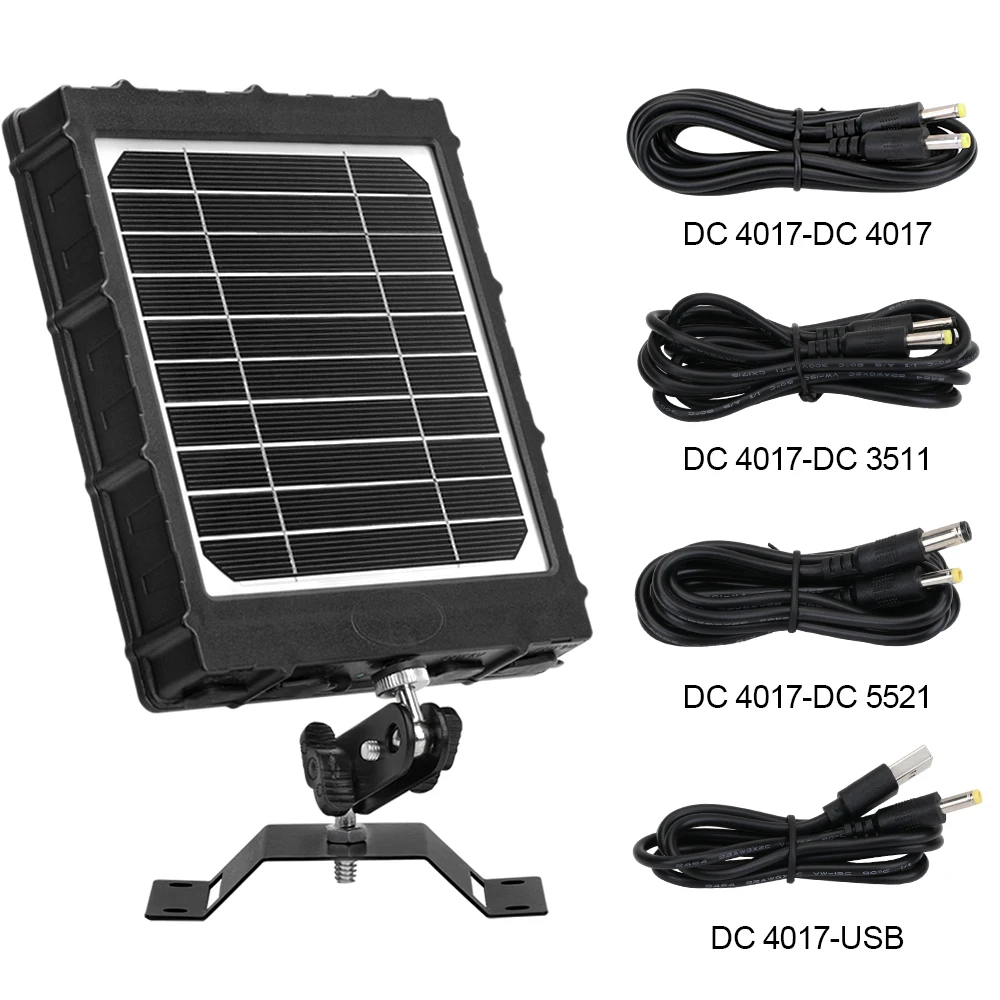 Trail Camera Solar Panel Solar Battery Charger Kit 12V/1.2A 9V/1.6A 6V/2.4A with Build-in 8000mAH Battery for Hunting Camera
