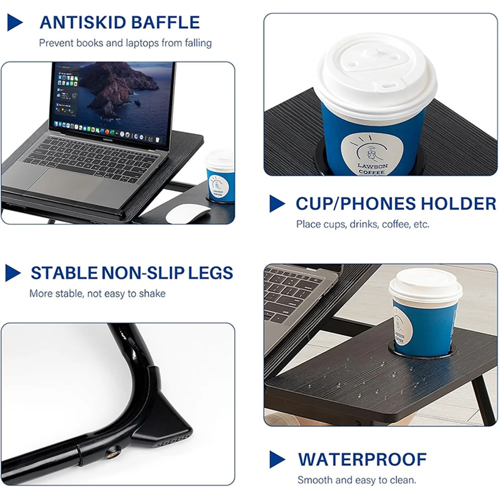 Laptop Desk Bed Table Adjustable Foldable Desk Notebook Stand Reading Holder with Cup Holder for Writing/Working on Bed/Couch 4