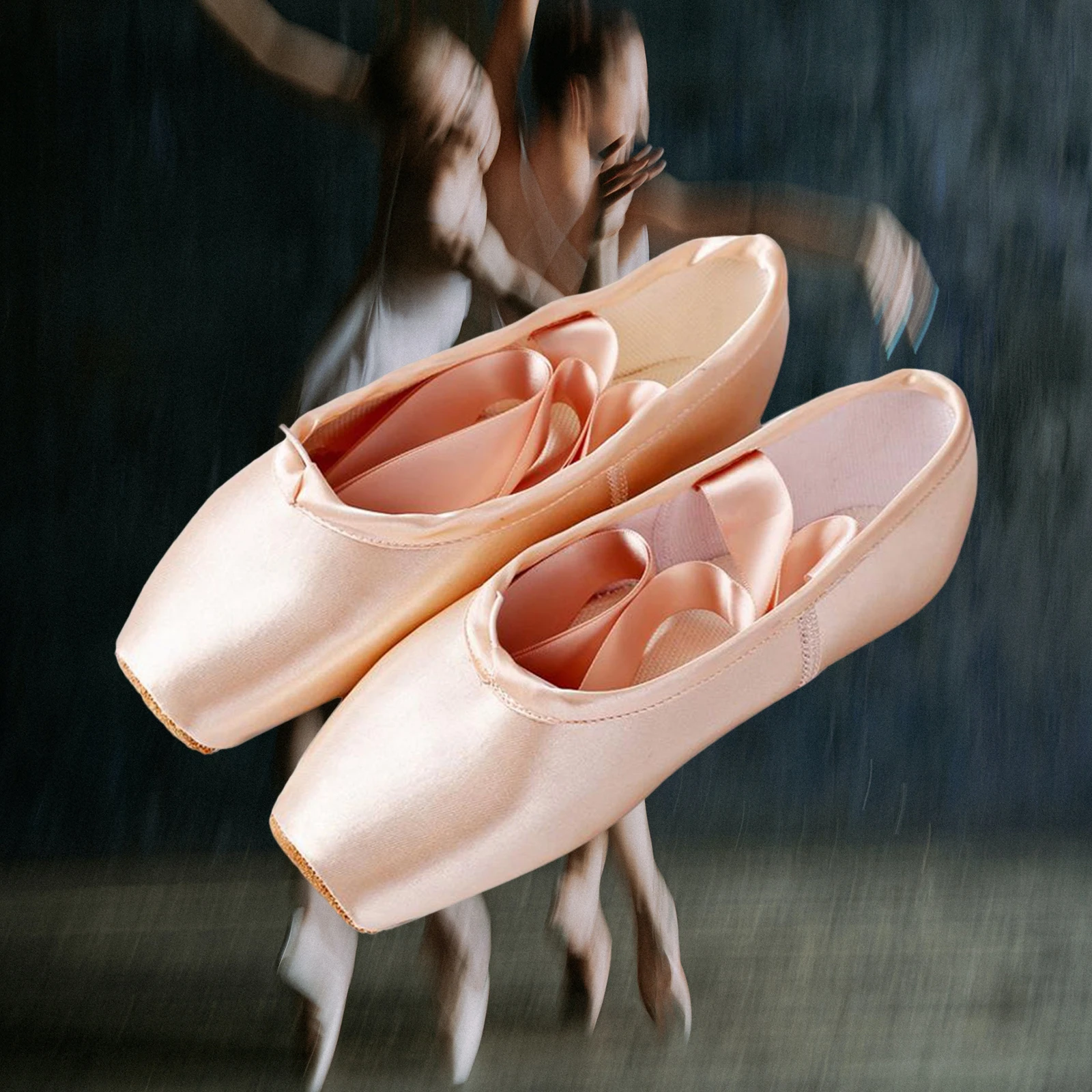Scarpette Danza Classica Bambina Scarpe Da Balletto In Raso Con Lacci Lunghi - Per Bambine E Adulti, Suola Divisa, Colori Rosa E Crema Scarpe Ginnastica Satin Cotone - Foto 6