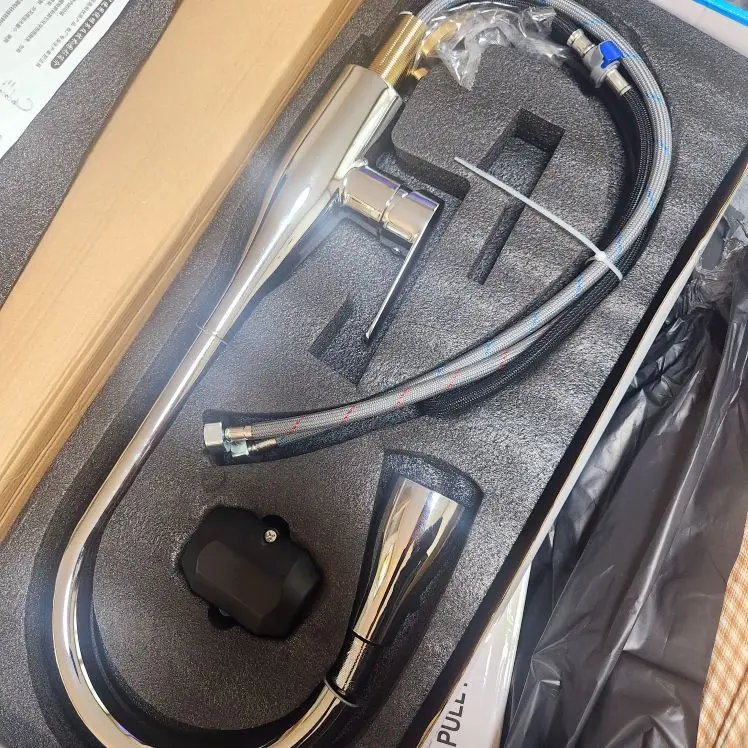 2024 Brass Pull Down Kitchen Faucet with Hot & Cold photo review