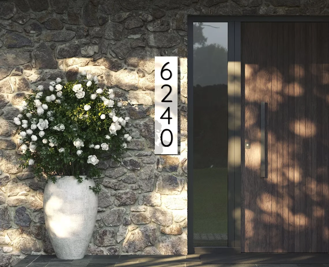 Custom Modern House Number Sign Matte Acrylic Address Digit Sign Outdoor Waterproof Plaques Large Vertical & Horizonta Door house number signs door signs house numbers house wall plaques number plate