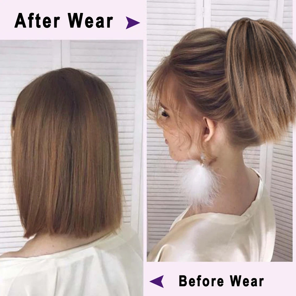 LUPU Synthetic High Elastic Rubber Band Messy Bun Fake Hair Straight Donut Scrunchie Chignon For Women Updo Hairpiece