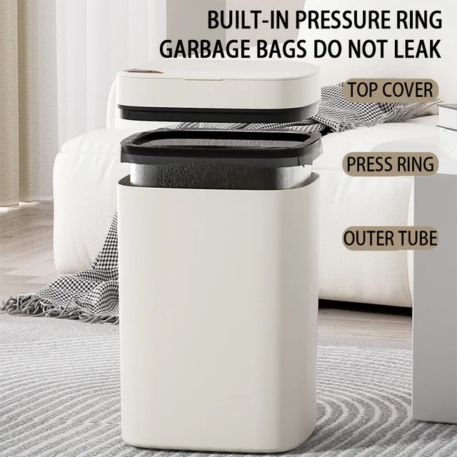 16L Smart Trash Can Automatic Touchless Sensor Garbage Bin Waterproof Wastebin for Bathroom Kitchen Bedroom Toliet Waste Basket 1