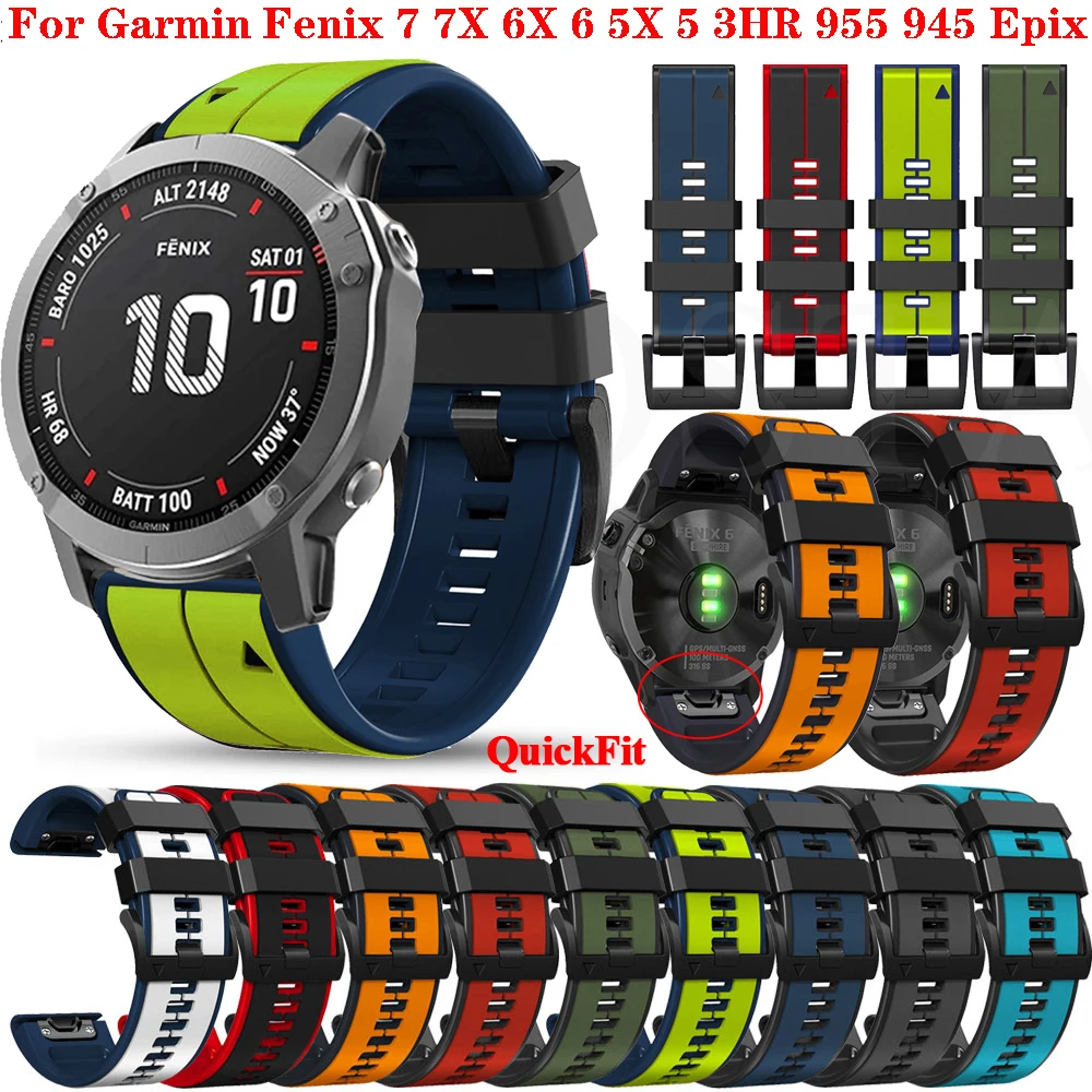 

26 22mm Quickfit Watchband Straps For Garmin Fenix 7X 6X 5X Plus 3HR Epix Silicone Easyfit Wrist Strap For Fenix 6 7 5 935 Watch