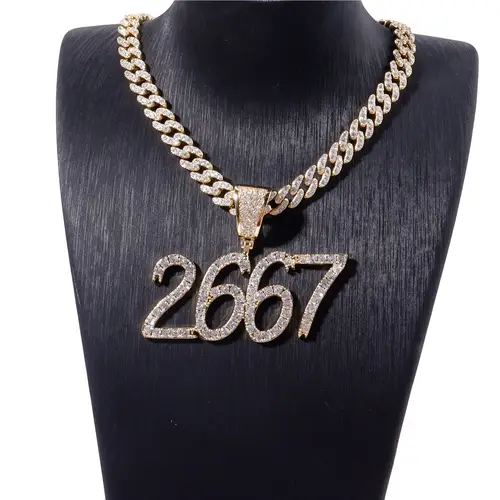 Personalized Hip Hop Cursive Letter Or Numbers Pendant Custom Cubic Zircon Diamond Name Necklace Chain Charm Fashion  Jewelry - Image 2