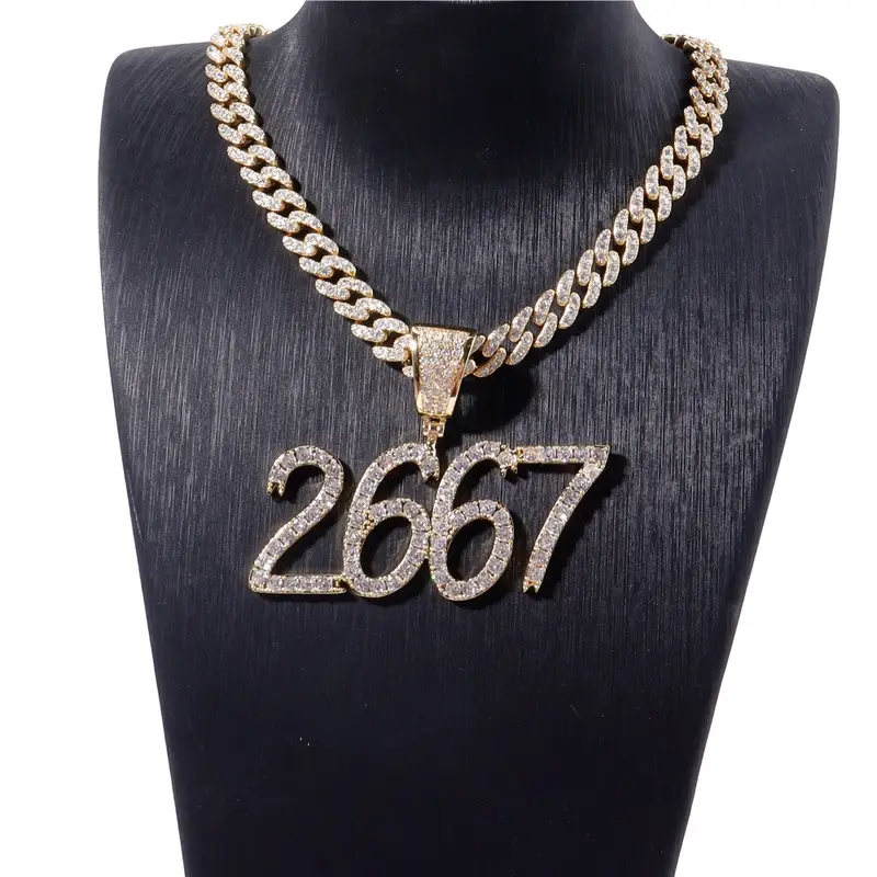 Personalized Hip Hop Cursive Letter Or Numbers Pendant Custom Cubic Zircon Diamond Name Necklace Chain Charm Fashion  Jewelry - Image 2