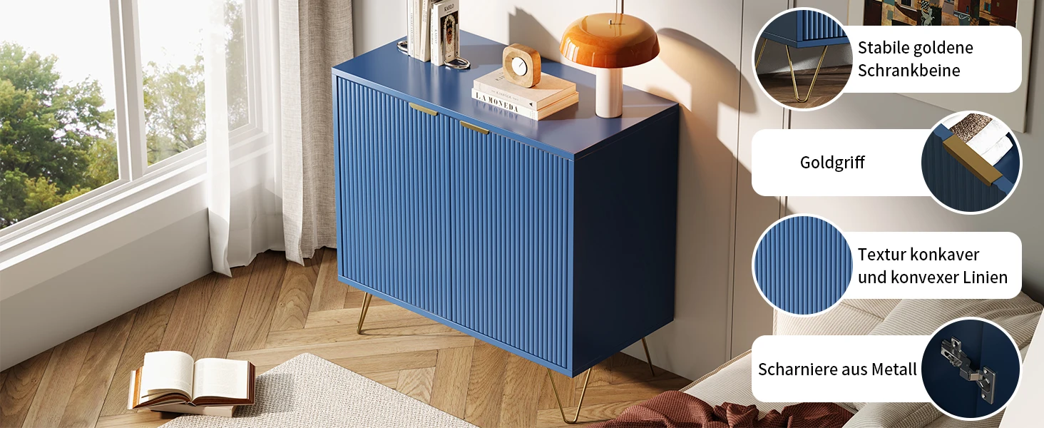 Rosahqnda Sideboard, Küchenschrank, Aufbewahrungsschrank mit 2 Türen, für Küche, Wohnzimmer, Flur und Esszimmer – Detail 20
