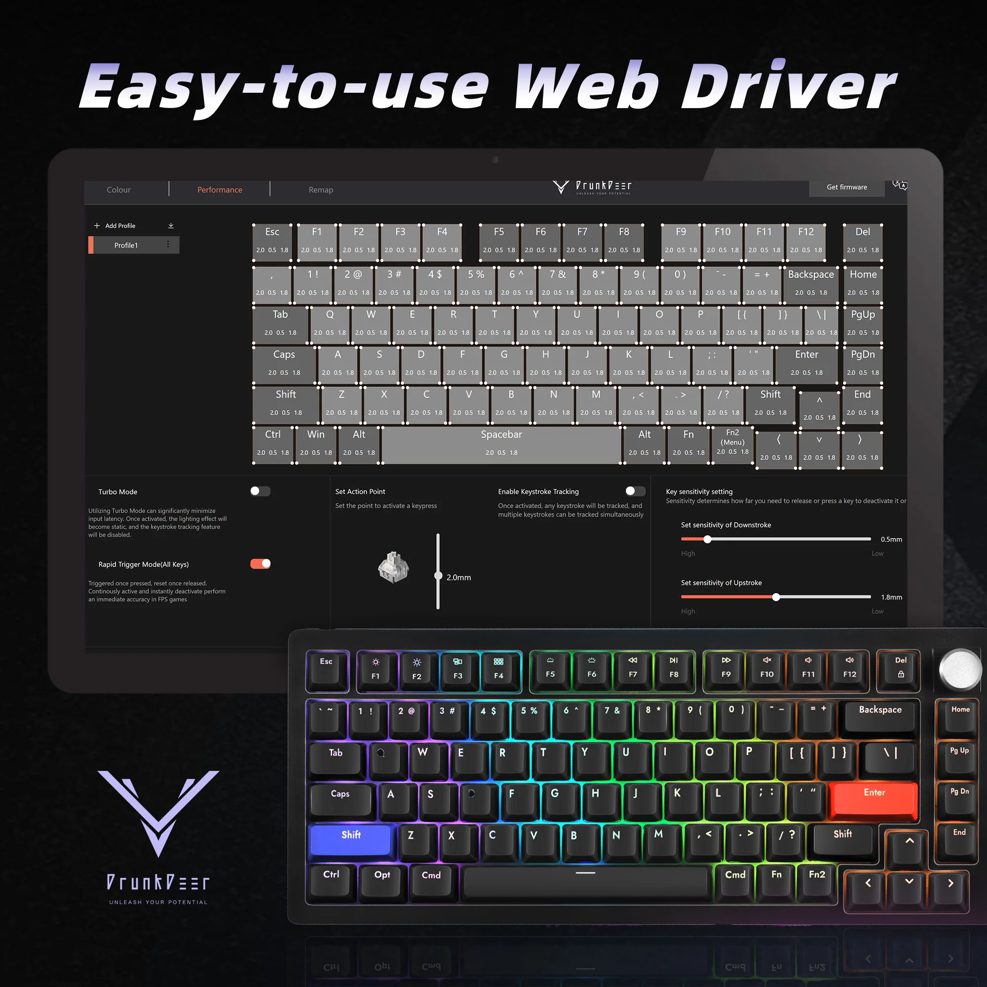 DrunkDeer A75 Rapid Trigger Mechanical Keyboard,TKL Gaming 