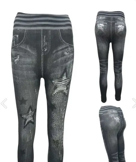 

HitDukkan Jeans Look Star Embroidered Black Women's Leggings No:14 8541254954030 Denim Look Star Embroidered Black Women's Leggi