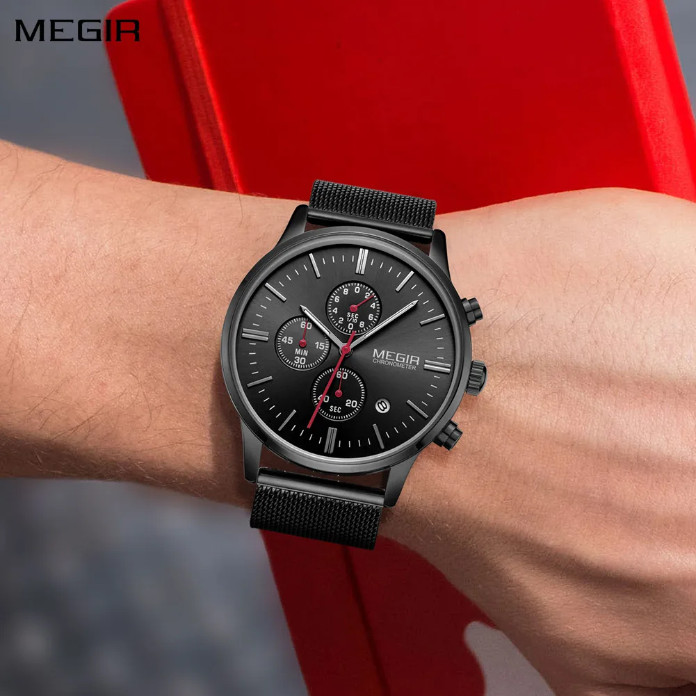 

MEGIR Men's Quartz Watch Top Brand Luxury Wristwatch Waterproof Business Clock Date Wrist Watch Chronograph reloj hombre 2011