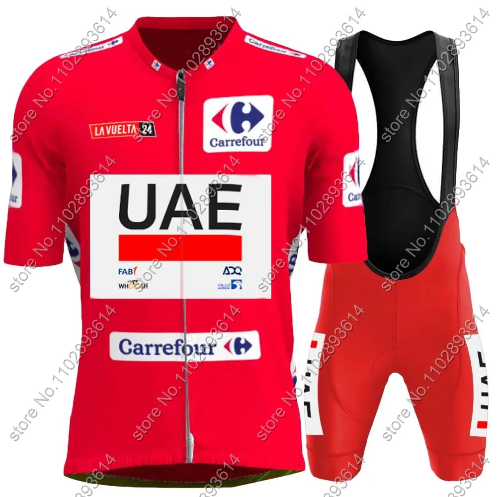 Red UAE Cycling Jersey 2024 Set Spain Tour Short Sleeve Summer Clothing Mens Road Bike Shirts Suit Bicycle Bib Shorts MTB Ropa 4