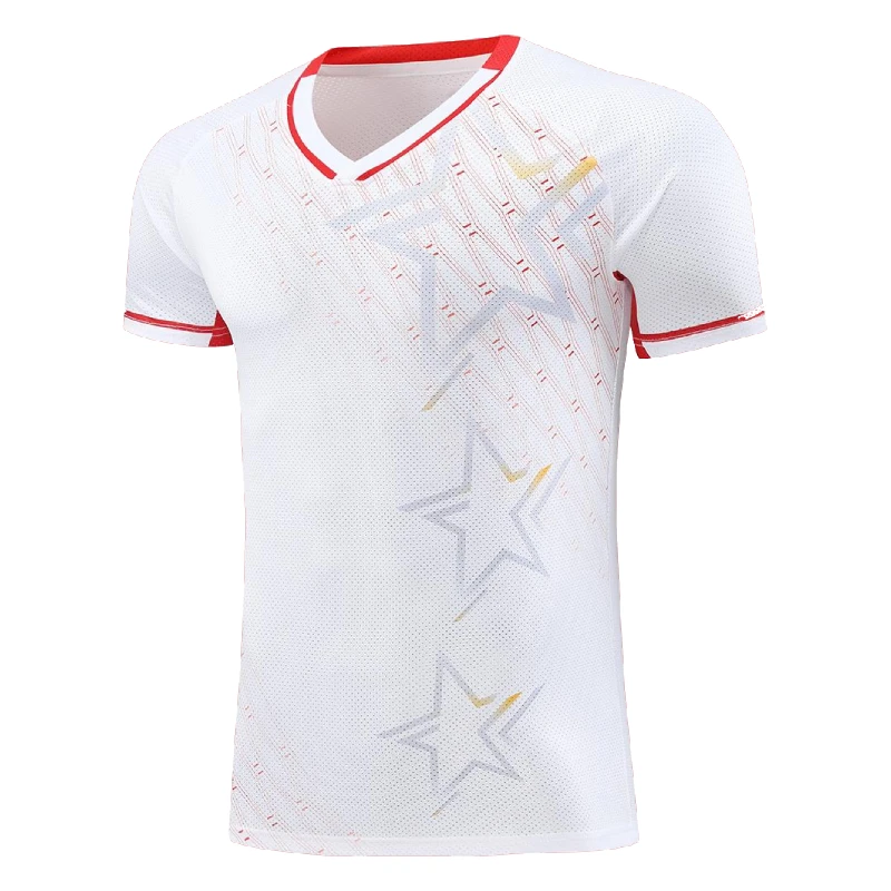 Badminton Clothing Table Tennis Red White Shirt Men's and Women's Competition Quick-drying Breathable Tops Short-sleeved T-shirt