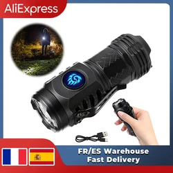 High Power Led Flashlights Camping Torch 5 Lighting Modes Type-C Fast Charging Light Waterproof Lamp for Hiking Fishing Riding