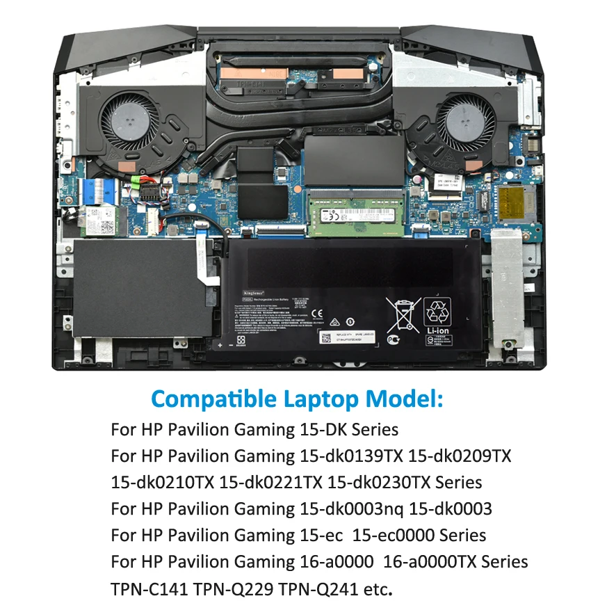 Kingsener Pg03xl Bateria do Portátil para hp Pavilion Gaming 15-dk Dk0003nq 15-dk0020tx 15-ec 15-ec0000 Presságio 5x Fpc52 Série 52.5wh - Imagem 3